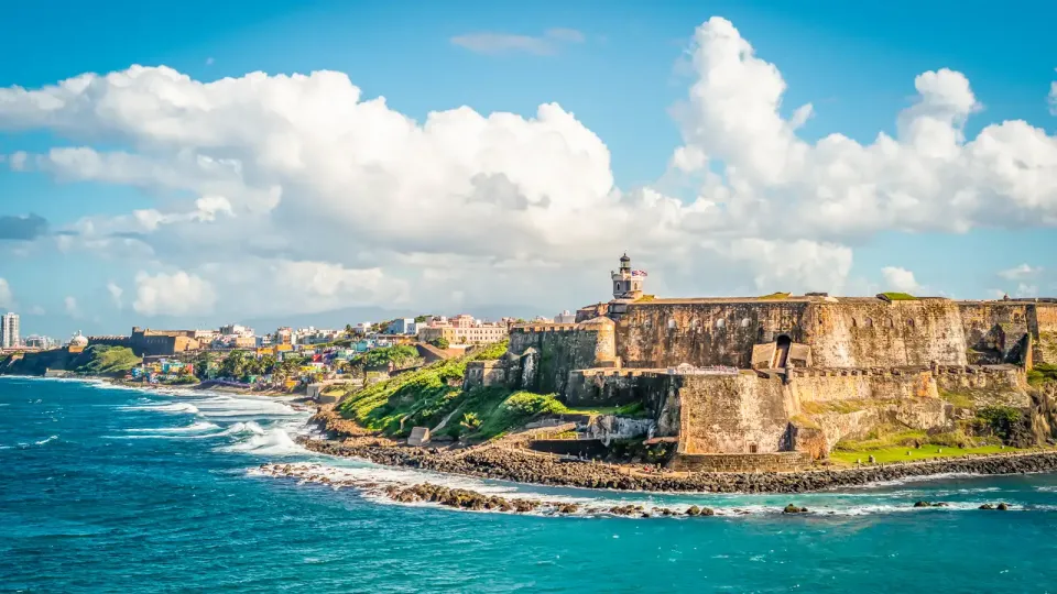 City of San Juan and a16th century Spanish fort sits on a cliff above the ocean